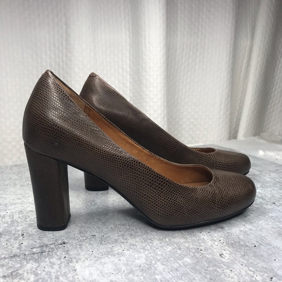 Clark’s Indigo Brown Animal Leather Dress Heel 7.5 - Picture 4 of 8
